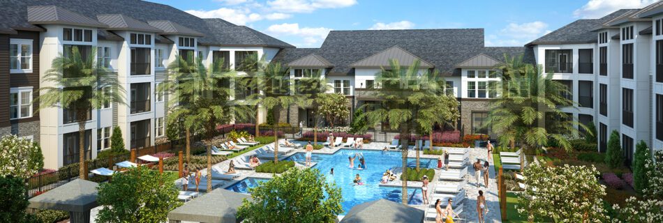 Addison Farms Rendering of pool and buildings